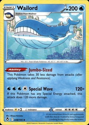 Wailord 038/195 Silver Tempest Ungraded