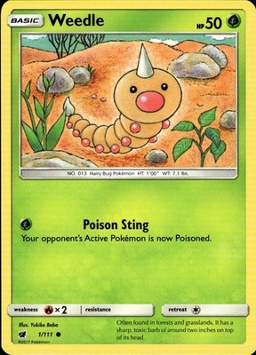 Weedle 1/111 Crimson Invasion Ungraded