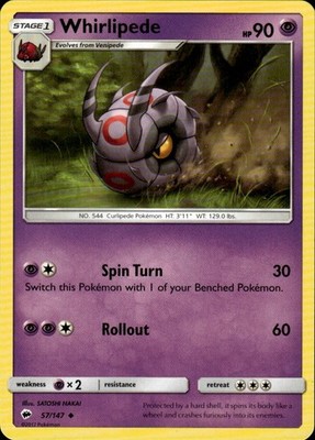 Whirlipede 57/147 Burning Shadows Ungraded