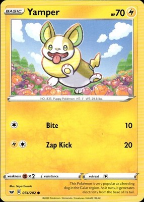 Yamper (#58 Pikachu Stamped) 074/202 Battle Academy 2022 Ungraded