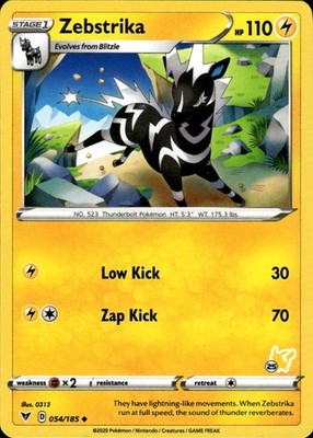 Zebstrika (#25 Pikachu Stamped) 054/185 Battle Academy 2022 Ungraded